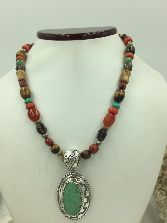 Designer STER Multi Stone Beaded Necklace 18”
