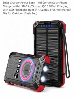 49800mAh solar power bank with wireless charging, new