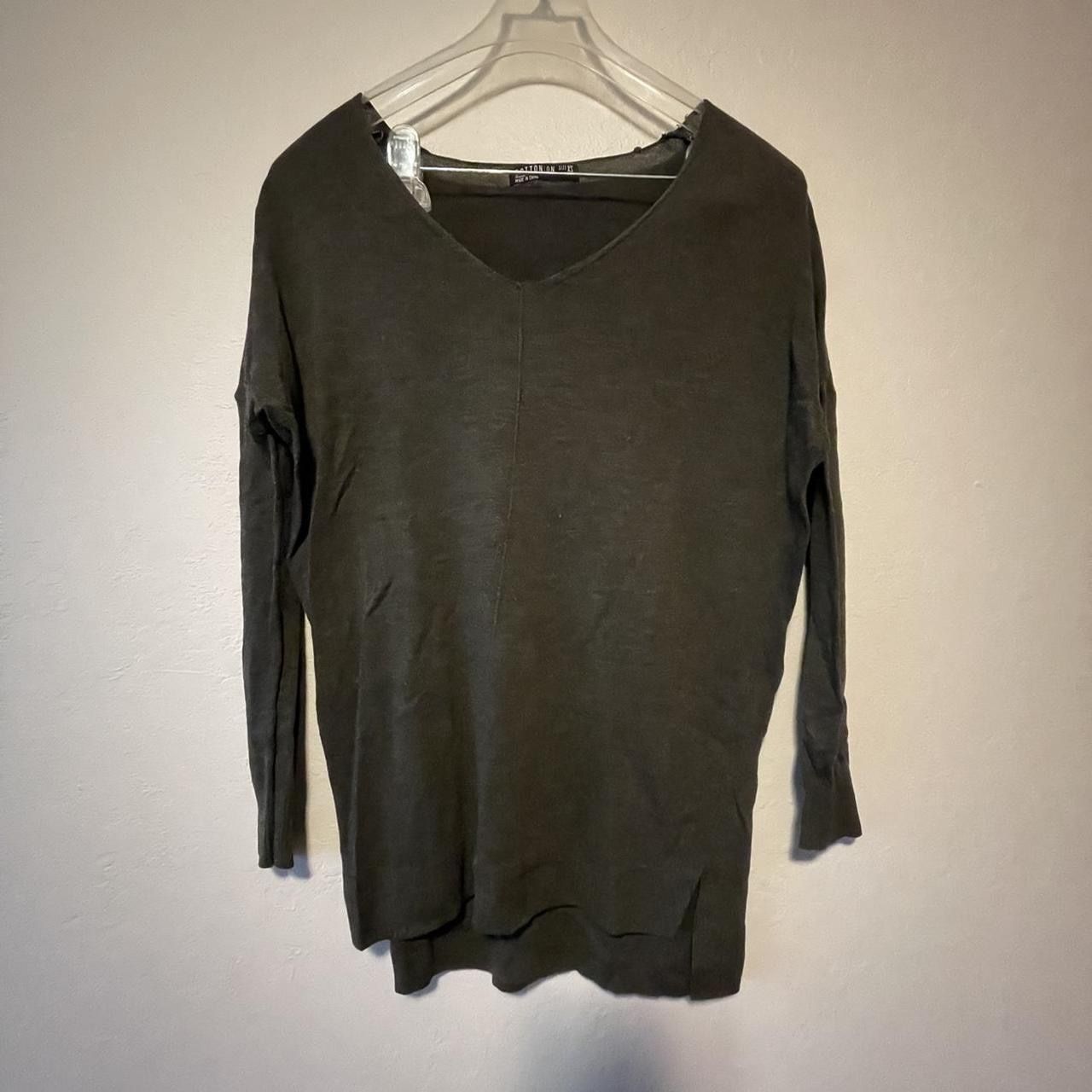 Cotton On, Women’s Green 3/4 Sleeve Boat Neck Vertical Stitch Sweater, Size XS