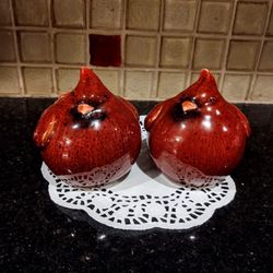 Vintage Stoneware Cardinal Birds