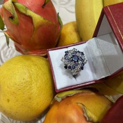 Amethyst And Cz Sterling Silver Ring 