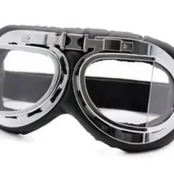 Retro Silver Frame Steampunk Motorcycle Goggles