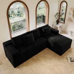 L Modular Sectional Sofa Plush Corduroy Fabric