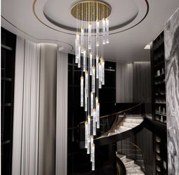 24 lights High Ceiling Chandelier Modern Crystal Lights for Living Room Foyer Flush Mount Sloping Ceiling Pendant Light Fixture Crystal Drop Light for