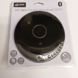 GPX PCB319B Portable Cd Player with Bluetooth, Includes Stereo Earbuds, Black