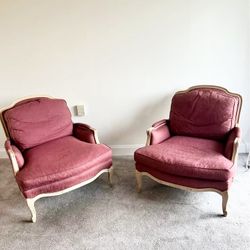 Two Wood Bergere Living Room Chairs - Will Deliver