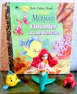 little mermaid book & figurines