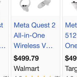 Meta Quest Head Set In Excellent Condition  Asking $130