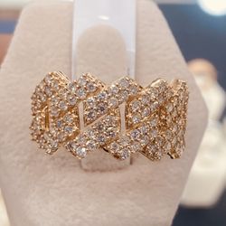 14K Yellow Gold  Mens Diamond Ring 