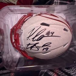 Jeremiyah love Carson beck signed mini helmet