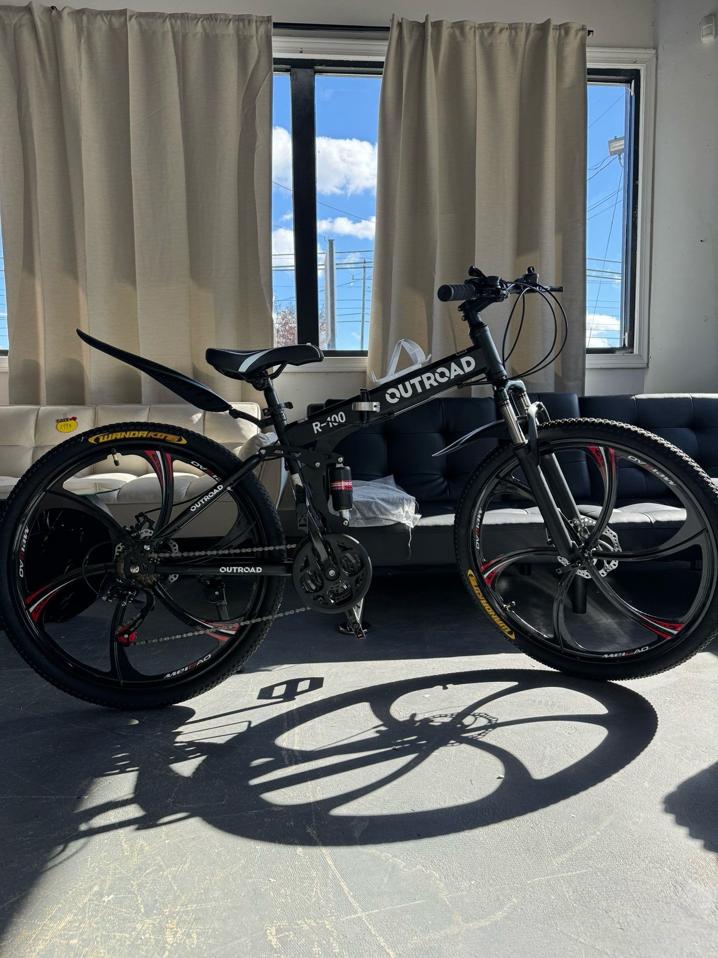 26 ich Folding Mountain Bike, 21 Speed High Carbon Steel Mountain Bike for Adults with 26 Inches Durable Tires, Front Suspension Folding Bicycle for W