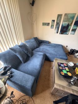 Blue Sectional Couch 2-Piece Blue