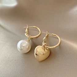 New Pearl Heart Earrings