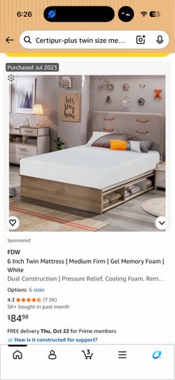 Certipur-plus twin size memory foam mattress