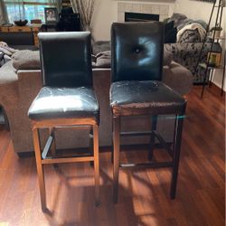 2 Bar Height Chairs, Black 