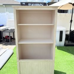 Beautiful solid wood shelf + storage chest for sale.