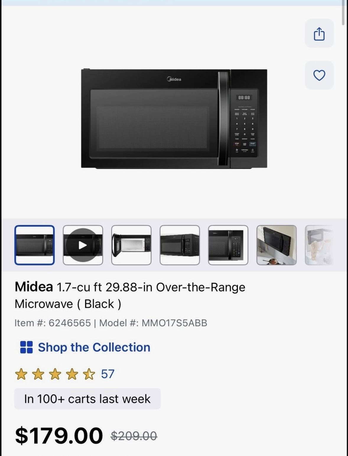 Brand New Midea Microwave Over The Range