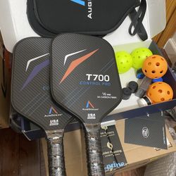 Pickleball Paddles Set of 2,Carbon Pickleball Paddle Set Pro,3K Raw Carbon Fiber Surface with High Grit and Spin,T700SC Carbon Fiber Pickleball Racket