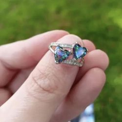 Sterling Silver And Mystic Topaz Ring 