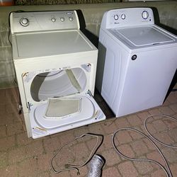 Gas whirlpool cloths dryer & Amana washer with hot& cold hoses both working good $200 cash In Upland 91784