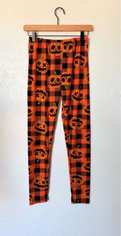 Lildy orange & black Halloween pumpkin print super soft stretchy leggings size S-L