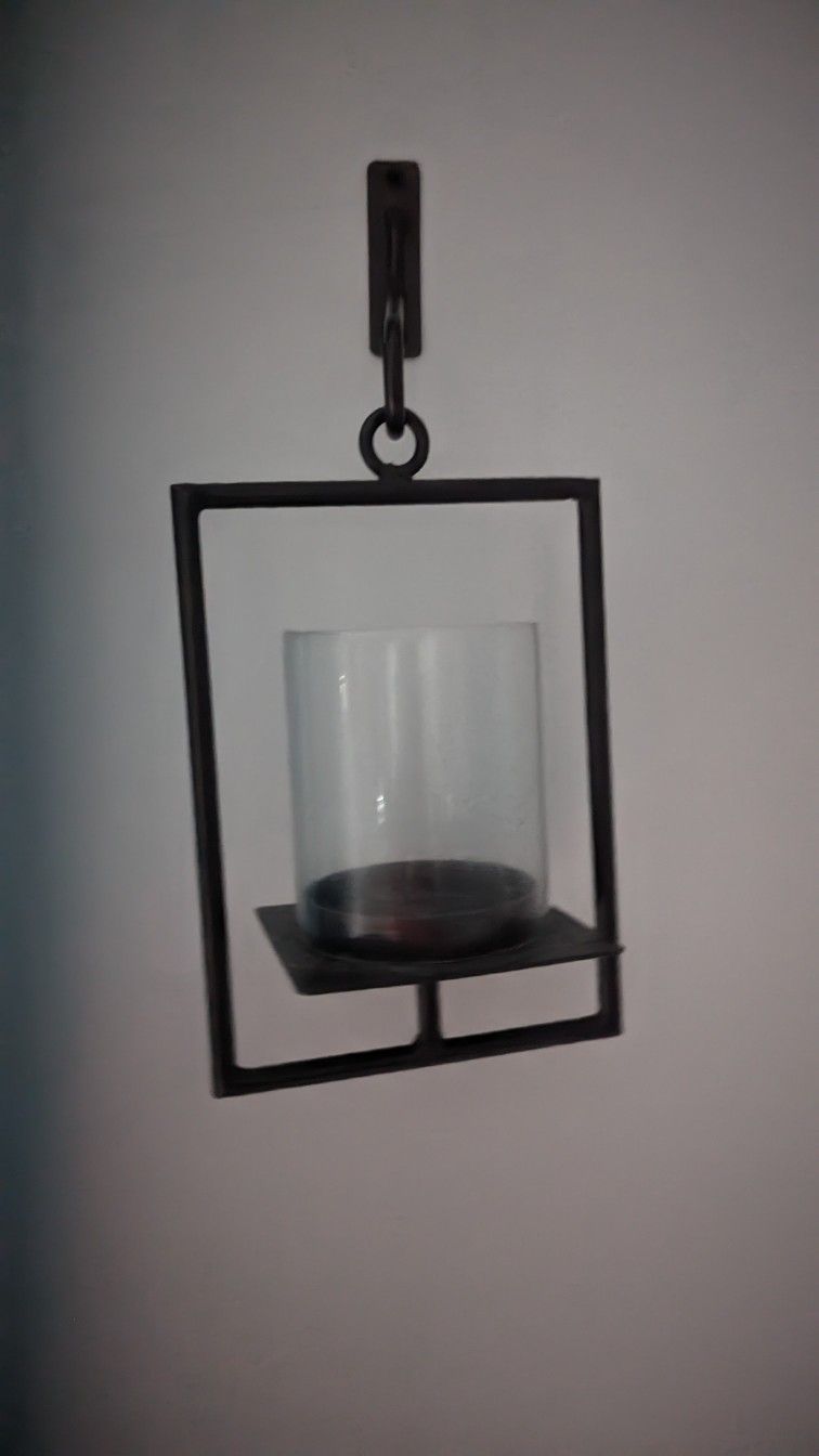 Pottery Barn Black Wall Sconce Candle Holder, Metal and Glass, Candle, Home Decoration, Metal Candle Holder