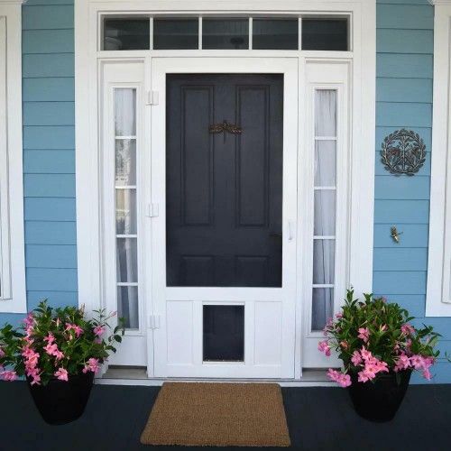 Screen Tight 30 in. x 80 in. Chesapeake Series Reversible Solid Vinyl Screen Door with Extra Large Pet Flap