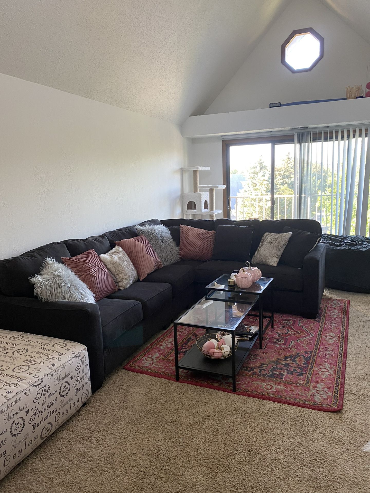 3 Piece Sectional Couch with Ottoman