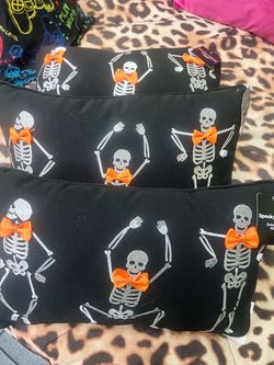 Embroidery pillow spooky village