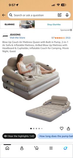 Jeasong 2-in-1 Inflatable Air Sofa & Mattress Queen