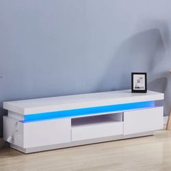 NEW GLOSSY FINISH LED TV STAND ! 16 × 63 × 17 in AVAILABLE IN RED, BLACK & WHITE 