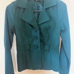 Charlotte Russe Green Corduroy Three Button Front Dressy Jacket Women Sz M