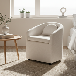 Badlands Chenille Accent Armchair with Wheels, Beige