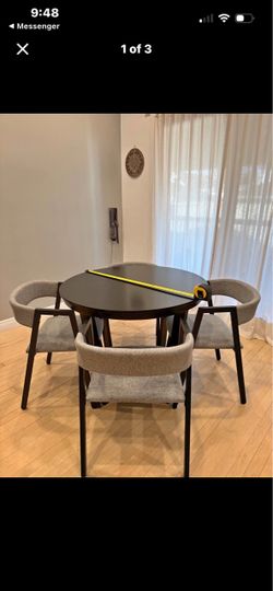 Black Round Dining Table with 4 Chairs