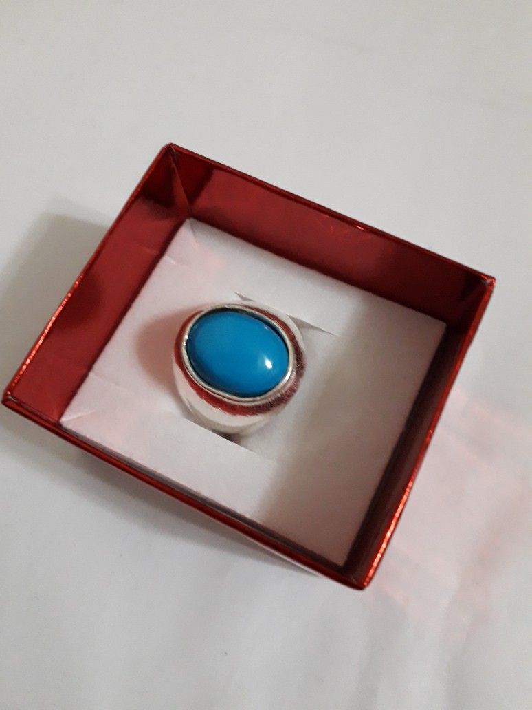 turquoise Gemstone Starling Silver Ring Size 7