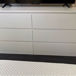 IKEA 6 cabinet white dresser 63x30.5x19 inch