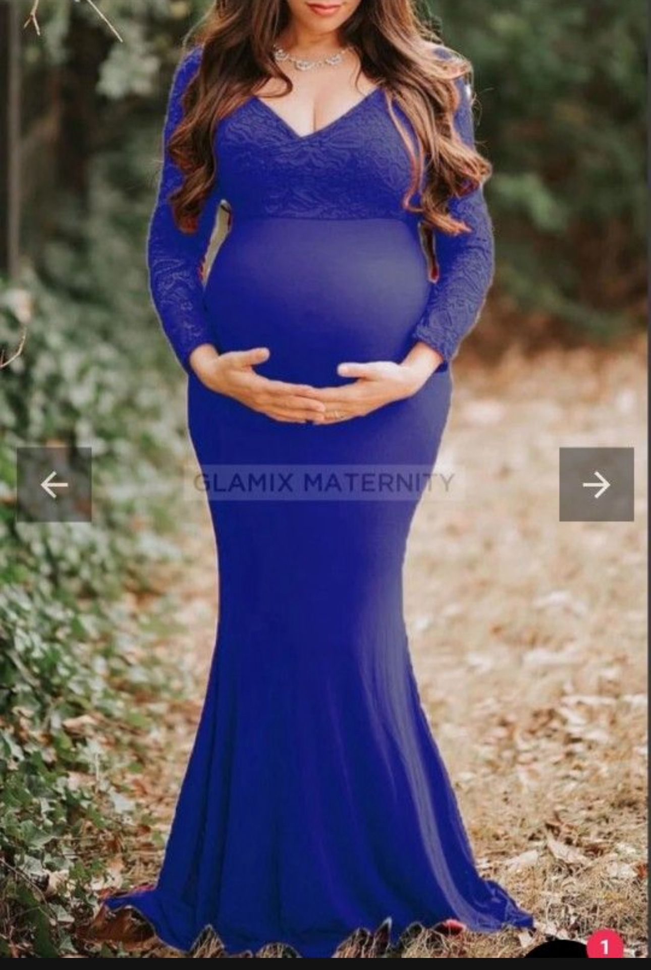 Royal Blue laced Maternity Dress