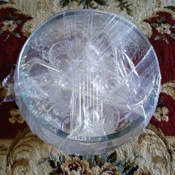 Vintage Glass Grape And Vine Punch Bowl W.8 Cups And Plastic Ladel- Deltona,  Fl Pickup 