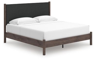 Cadmori Brown King Upholstered Panel Platform Bed (Online Special Price)