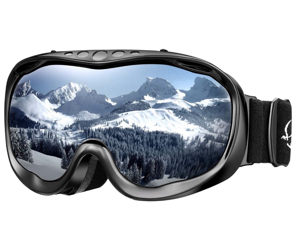 Ski Goggles OTG Snowboard Goggles - Dual Lens, Anti-Fog, 100% UV400 Protection Helmet Compatible Snowmobile Goggles for Men, Women, Youth & Kids Skii