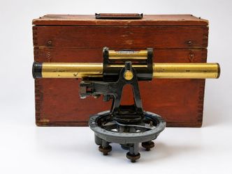 Vintage Craftsman Tools Surveyor Transit Level Brass Scope With Wood Case USA