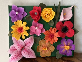 Felt Flowers painting Handmade