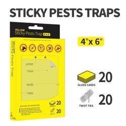 20PCS 4x6" Dual-Sided Yellow Sticky Traps Flying Plant Insect Fungus Gnat whtfly