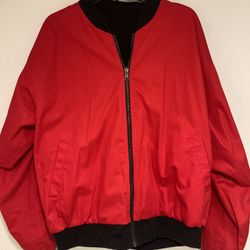 Marlboro Reversible Black Red Zip Up Bomber Jacket