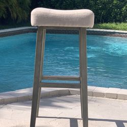 Linen Color Comfortable And Study Upholstered Barstool. 