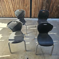 Black Plastic Stacking Chairs Set of 4