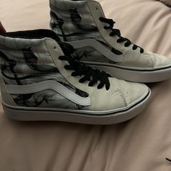 Vans Shoes | Vans Sk8-Hi Suede Smoke Print Sneaker Size M8/W9.5 | Color: Gray/White | Size: 8/9.5