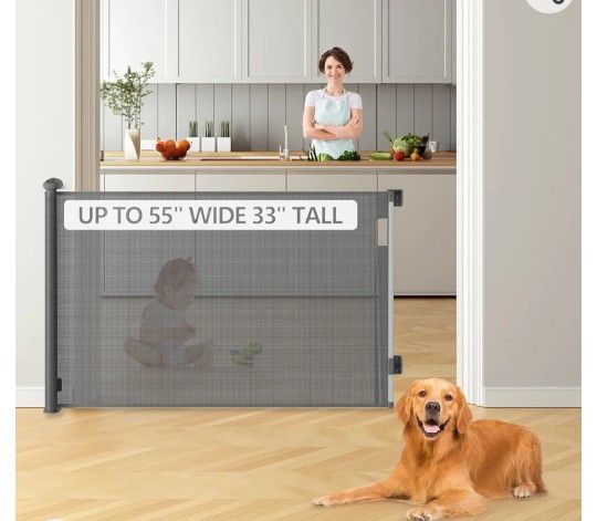 NEW Retractable Dog Gates. (3) Available In White, Black 