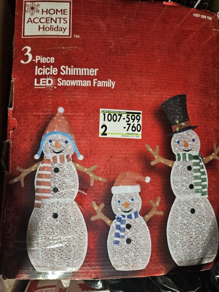 3 Snowman Family Christmas Lawn Decorations
