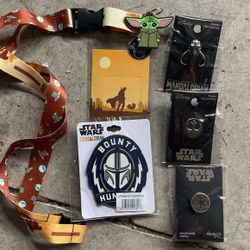 Disney Mandalorian Enamel Pins & Lanyard